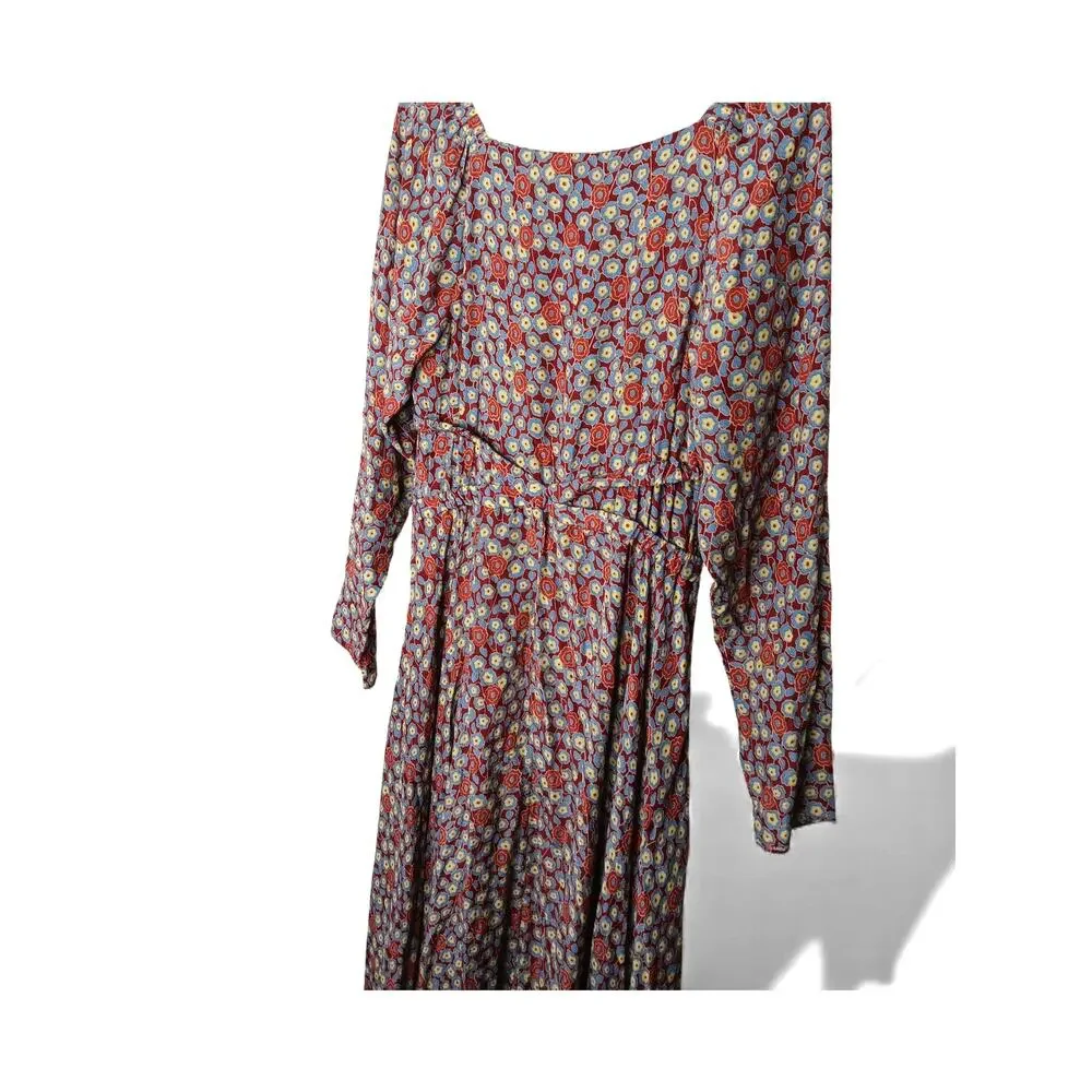 New Joie Eilish Floral Maxi Dress Fired Brick Multi Long Sleeve Boho Size S - Picture 4 of 16